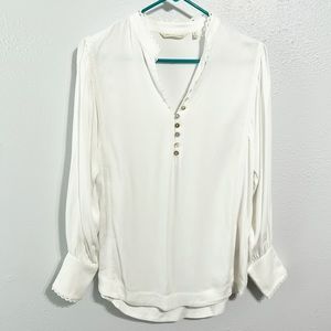Soft Surrounds white antique style long sleeve blouse with button detail small